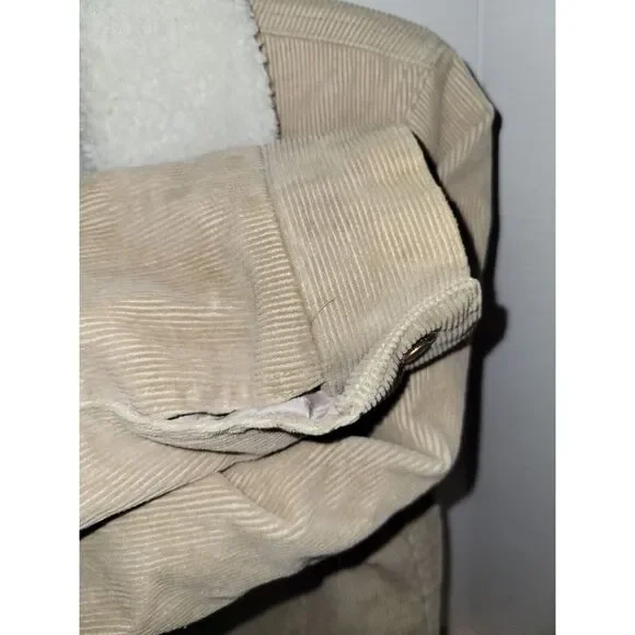 Finesse‎ Corduroy Sherpa Beige Snap Short Jacket Size Medium 90s Y2k Retro - Picture 5 of 16